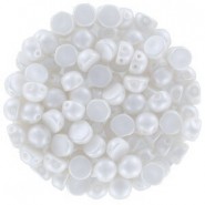 Cuentas de vidrio Czech Cabuchones 2 agujeros 6mm - Alabaster Pastel White